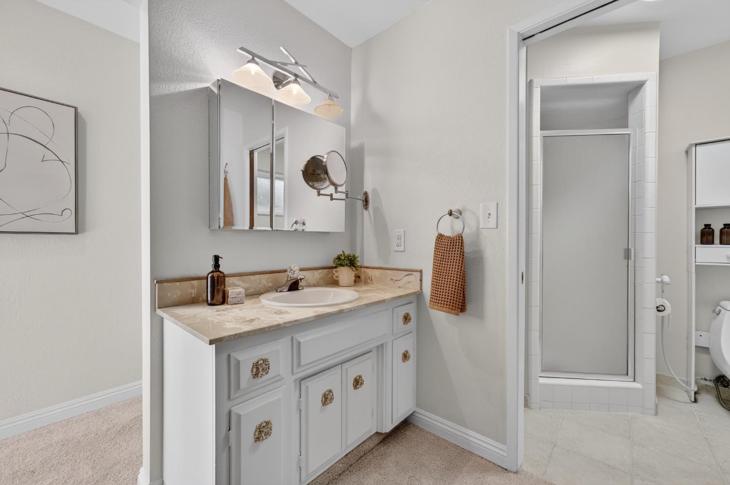 3006 Scenic Heights Way Carmichael, CA 95608 - Photo 34 of 76 a bathroom with a sink vanity and mirror