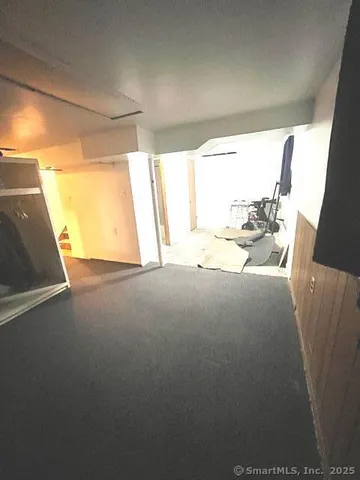 a view of a room with a window