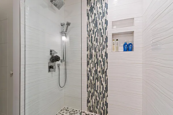 a bathroom with a shower
