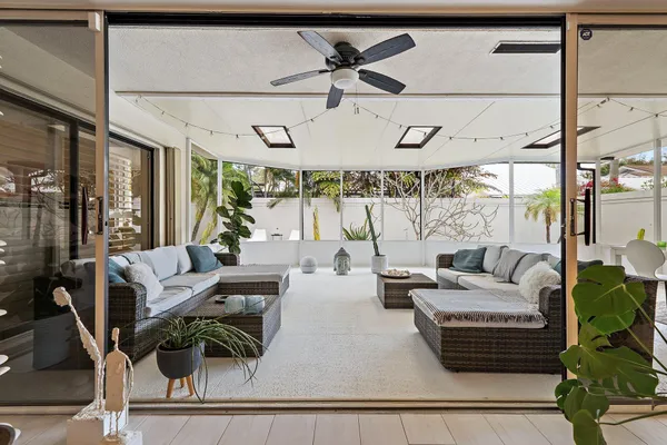 a living room with furniture