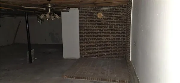 a view of a room with racks on the wall