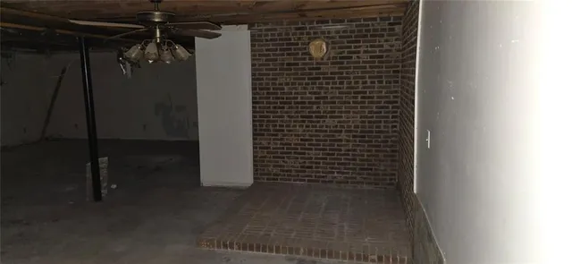 a view of a room with racks on the wall