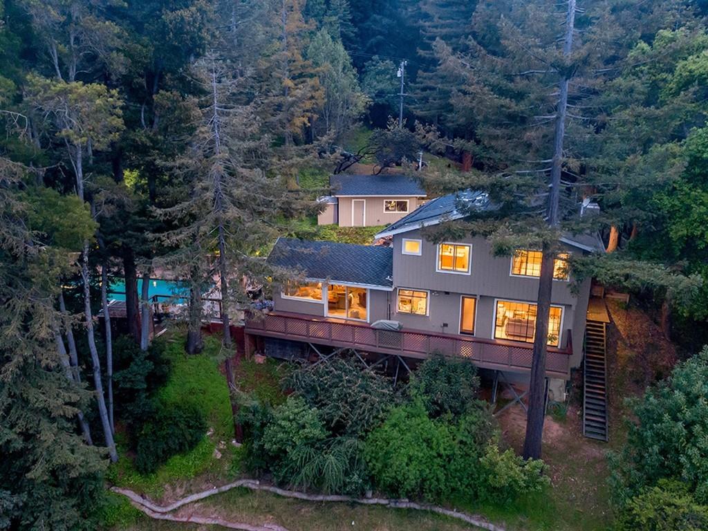 518 Patrol Road Woodside, CA 94062 - Photo 10 of 37 an aerial view of a house with a swimming pool