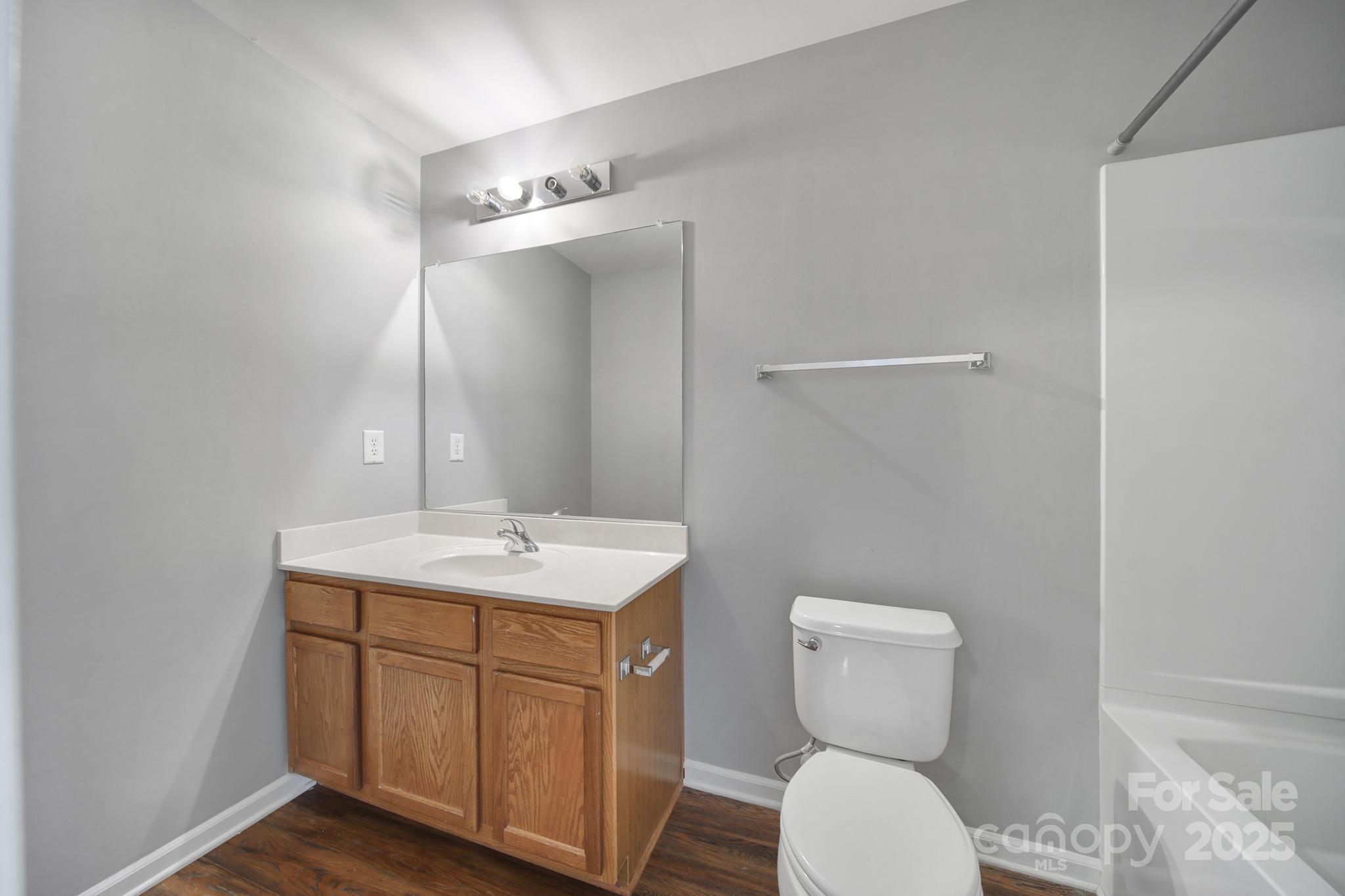13719 Singleleaf Lane Charlotte, NC 28278 - Photo 31 of 42 a bathroom with a toilet sink and mirror