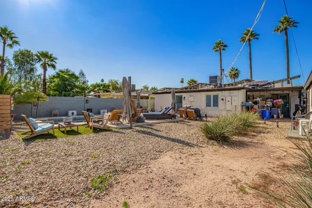 a view of a terrace with chairs