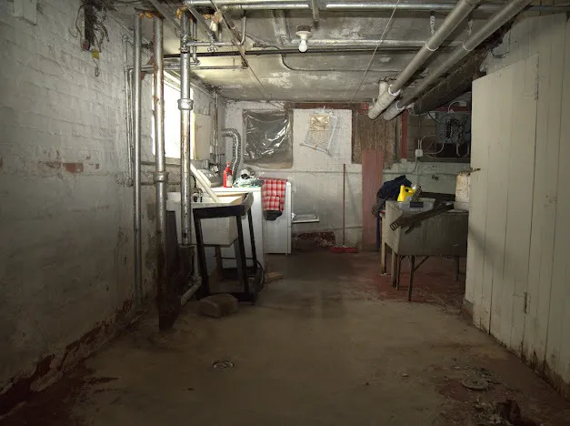 a bathroom with a mirror