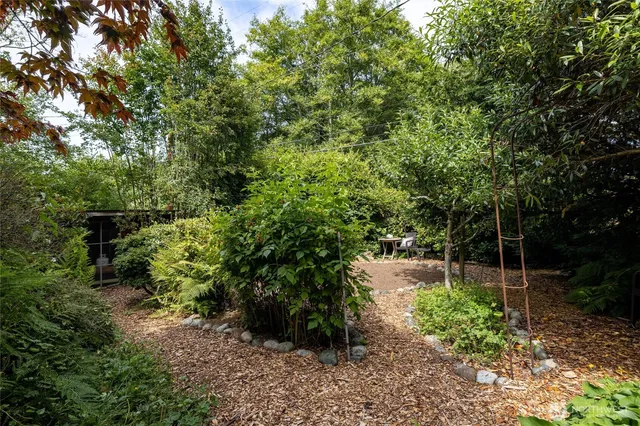 a backyard of a house with lots of green space