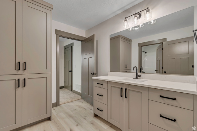 3317 South 1000 West, Unit 6010 Logan, UT 84321 - Photo 26 of 34 Full bathroom featuring light wood-style floors, vanity, a closet, and a shower
