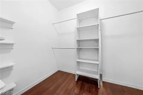 a view of an empty walk in closet