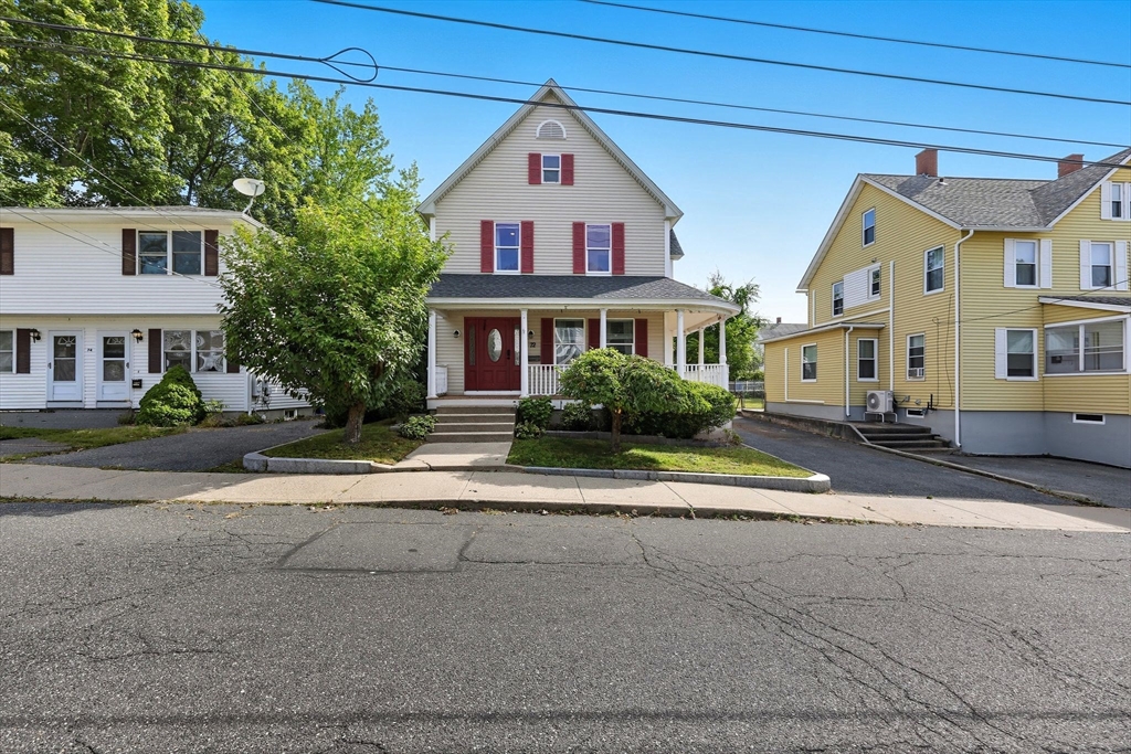 front view of a house with a street