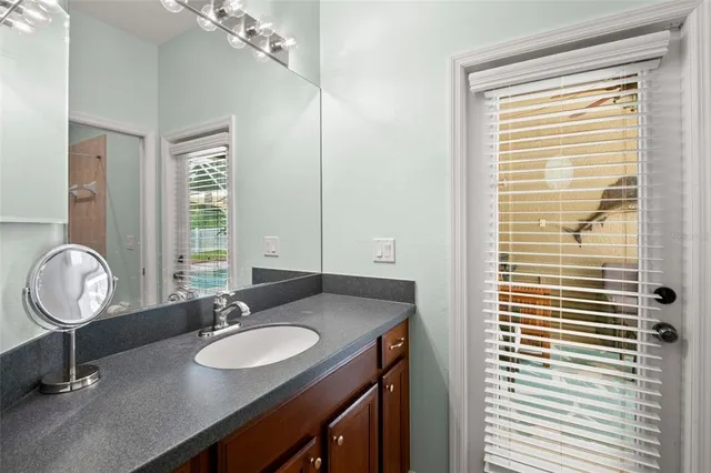 an aerial view of a house with a garden