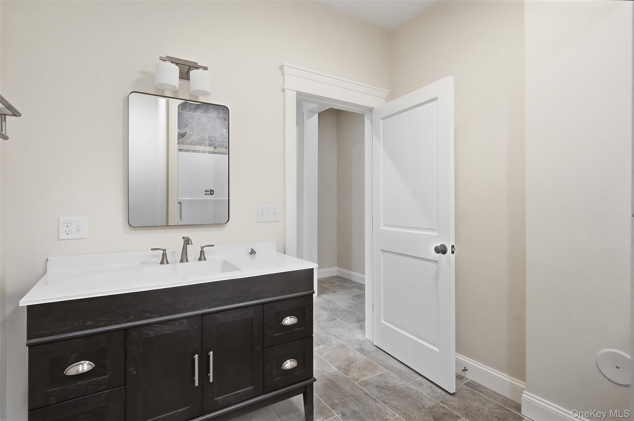 300 Van Tuyl Road Barryville, NY 12719 - Photo 43 of 50 a bathroom with a double vanity sink and mirror