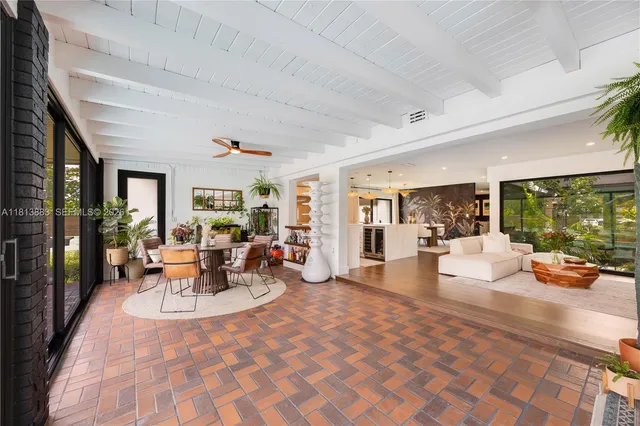 a view of an outdoor space with seating area