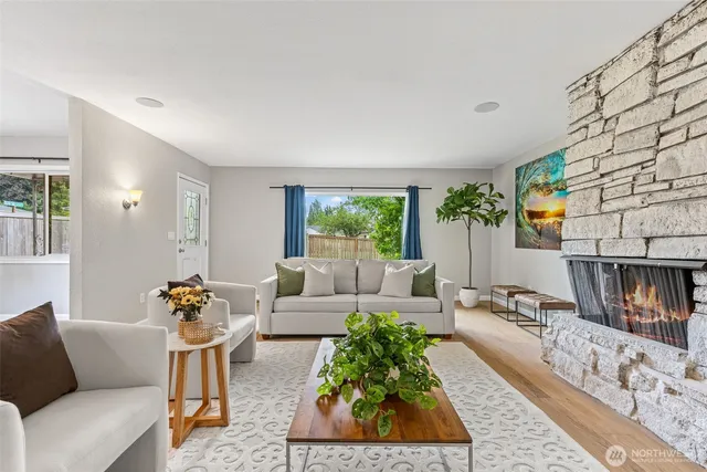 a living room with furniture and a couch