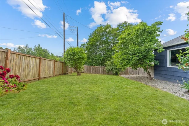 a view of a backyard with a garden