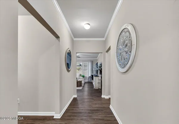 a view of a hallway with elevator