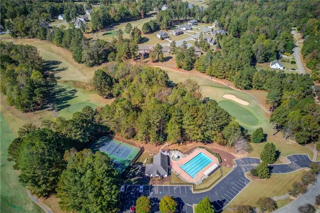 an aerial view of a house