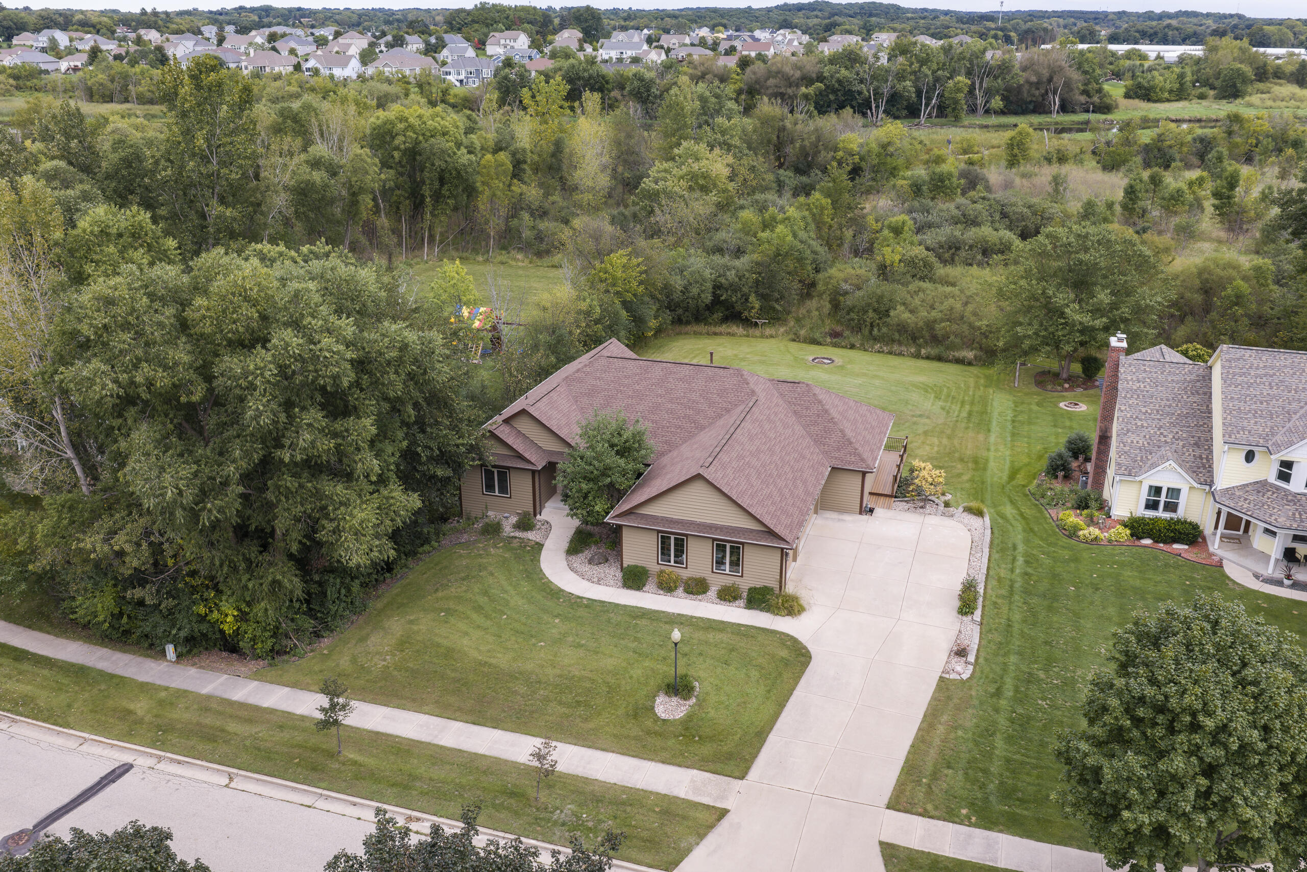 Aerial view of home & lot