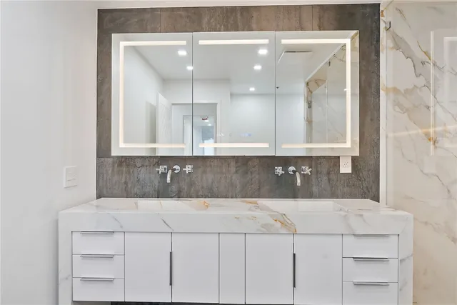 a view of a hallway with a wooden door