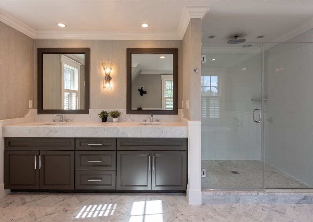 37 Forster Road Manchester, MA 01944 - Photo 35 of 42 a bathroom with a sink and a mirror