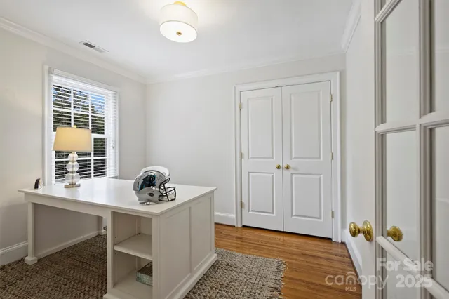 a room with table and window