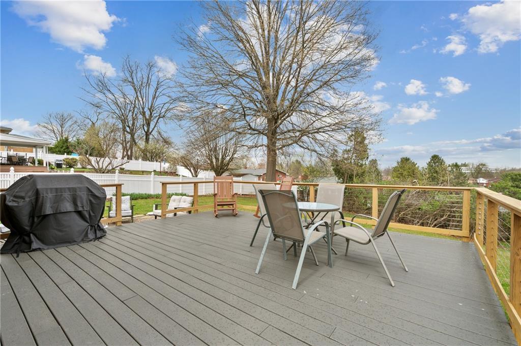 419 Amherst Avenue Coraopolis, PA 15108 - Photo 26 of 29 a view of a roof deck with table and chairs and wooden floor