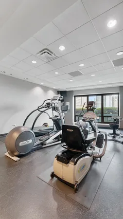 a room with gym equipment