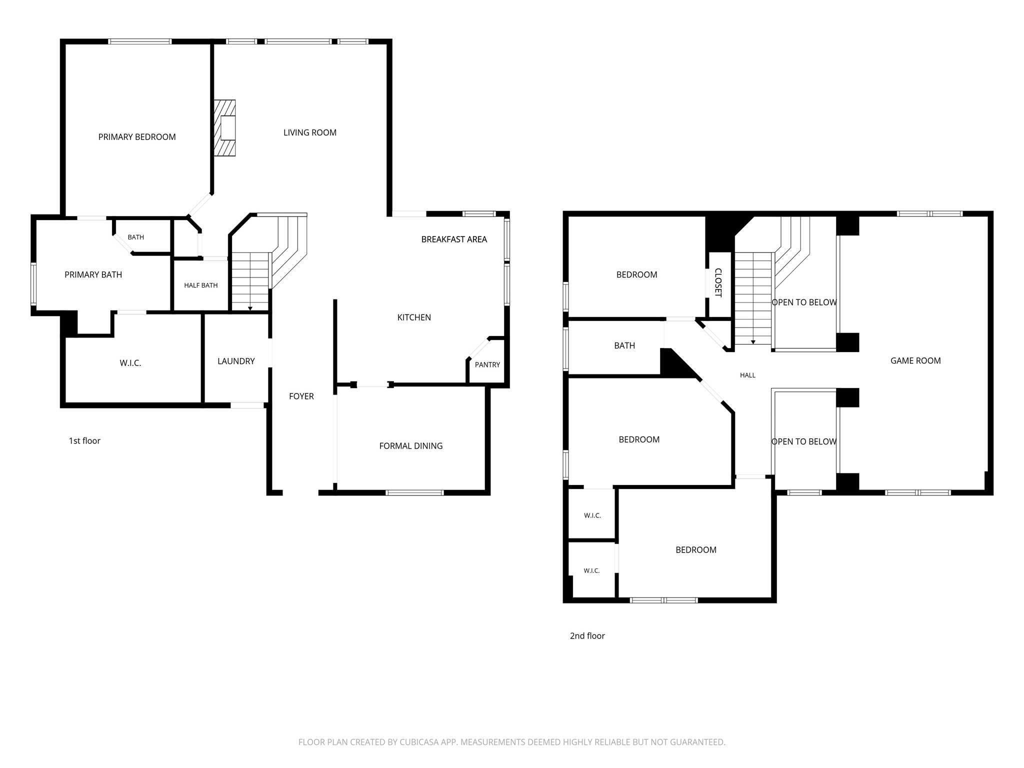 6311 Sparrows Glen Lane Spring, TX 77379 - Photo 50 of 50 The floor plan shows a thoughtful 2-story layout with the primary suite downstairs, formal dining near the front entry, kitchen and breakfast area connecting to the living room, and 3 secondary bedrooms plus a spacious gameroom upstairs.