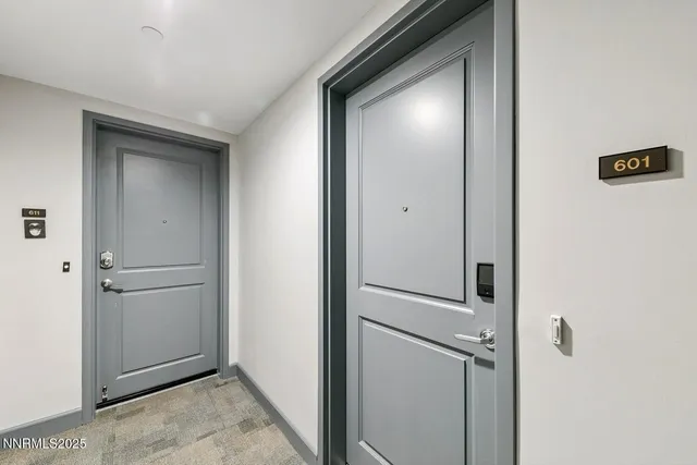 a view of a hallway with closet area