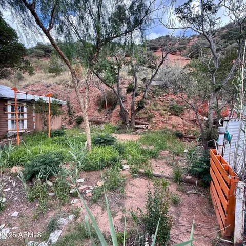 a backyard of a house with lots of green space