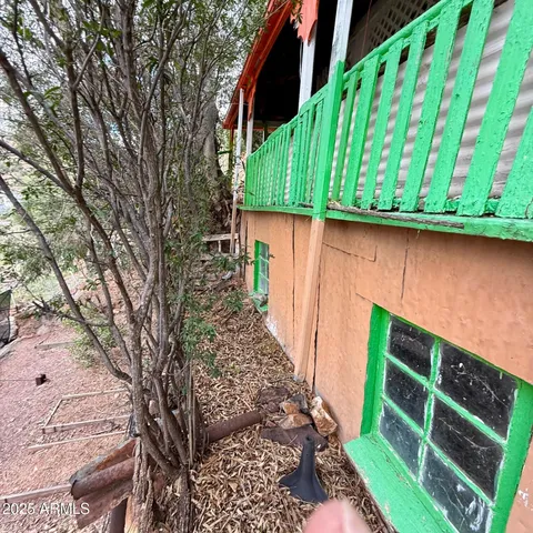 a backyard of a house with lots of green space and plants