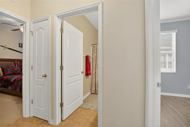 a view of a swimming pool with a patio