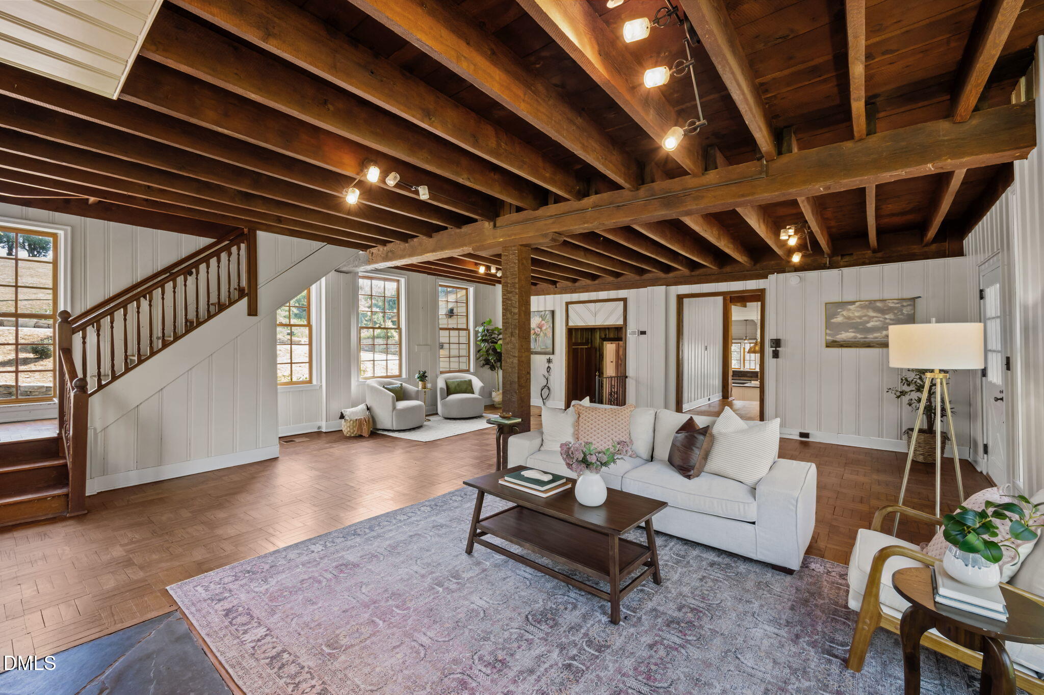 7923 Morrow Mill Road Chapel Hill, NC 27516 - Photo 25 of 66 a living room with furniture and wooden floor