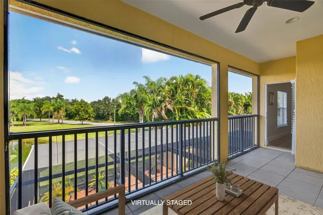 a view of a lake with a big yard