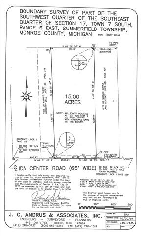 19400 Ida Center Road Petersburg, MI 49270 - Photo 15 of 15 Boundary Survey