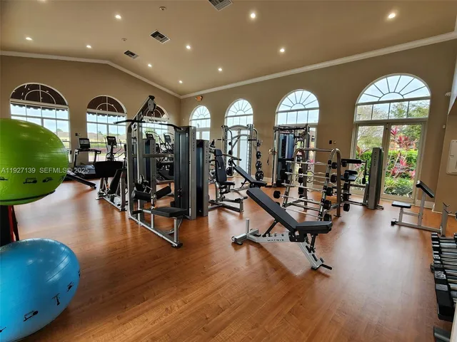 a view of a room with gym equipment