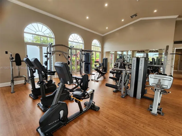 a view of a room with gym equipment