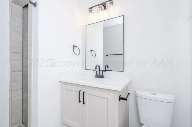 a bathroom with a sink a toilet and mirror