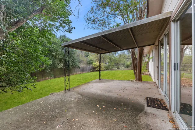a view of a yard with porch