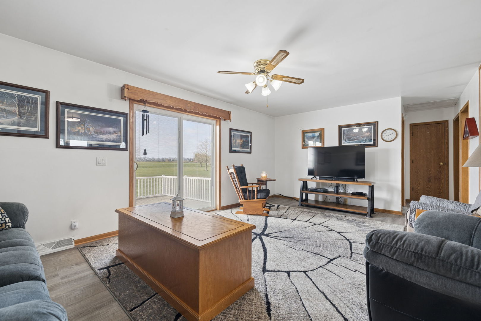 15334 West 3000N Road Essex, IL 60935 - Photo 11 of 42 a living room with furniture a flat screen tv and a large window