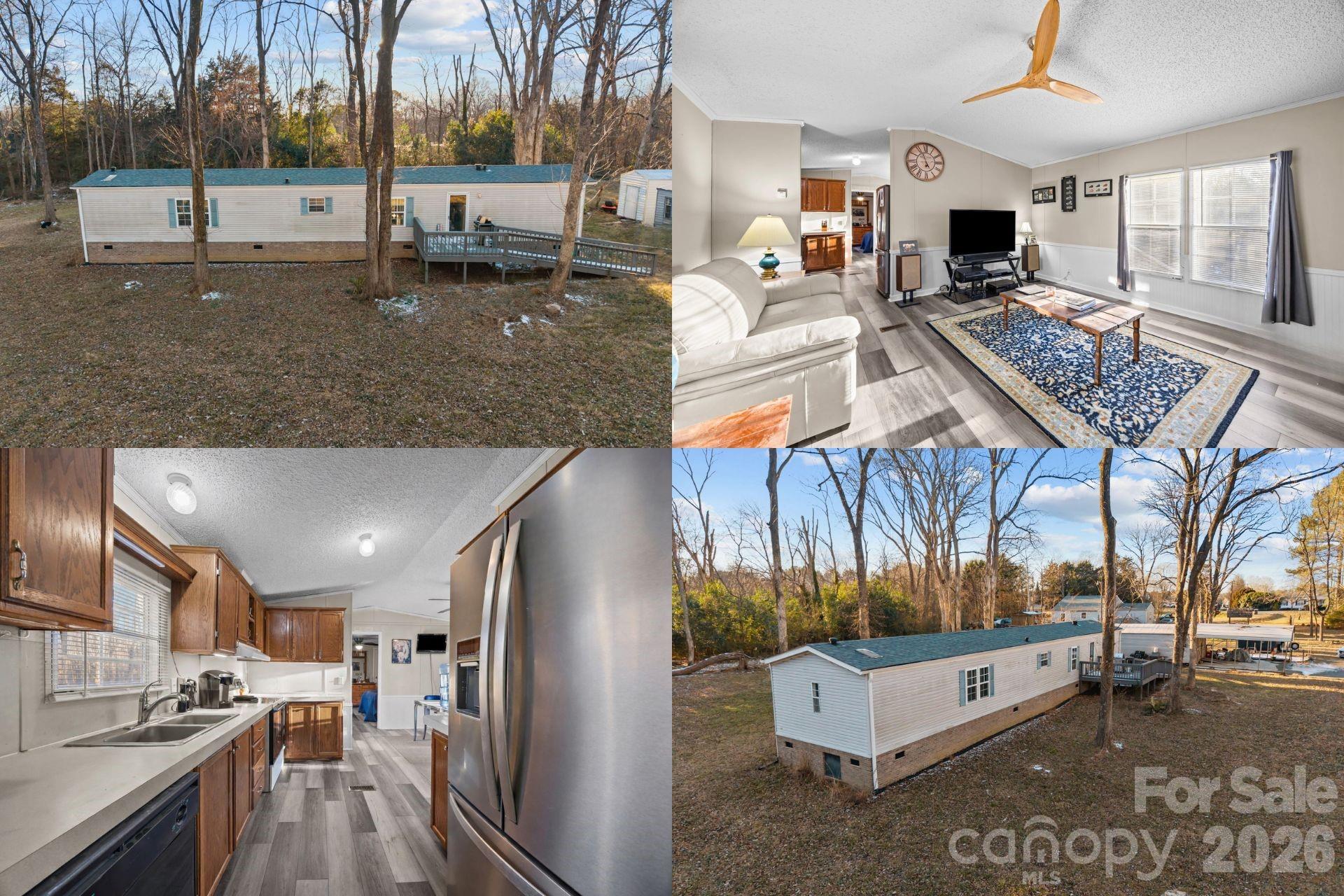 a view of a living room and kitchen
