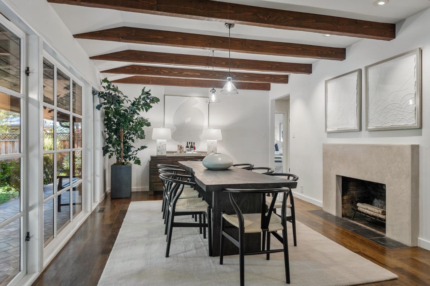 1275 Cañada Road Woodside, CA 94062 - Photo 10 of 62 a view of a dining room with furniture window and outside view