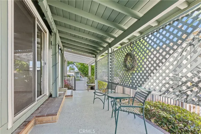 a view of porch with seating space