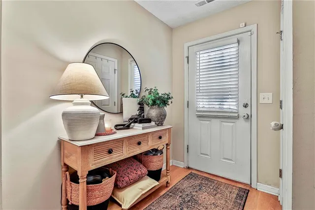 a room with cabinets and window
