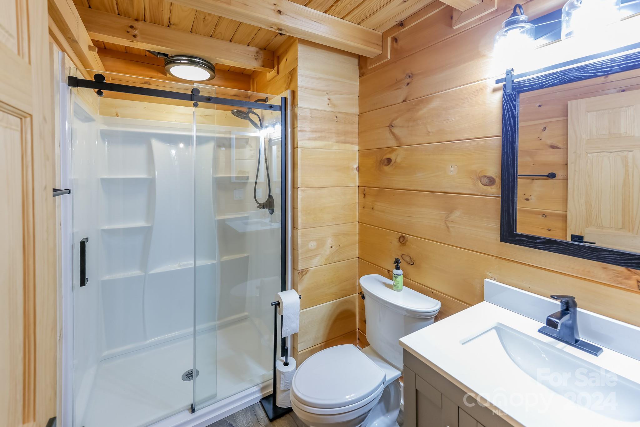 997 Proctor Road Lake Lure, NC 28746 - Photo 15 of 43 a bathroom with a sink a toilet and shower