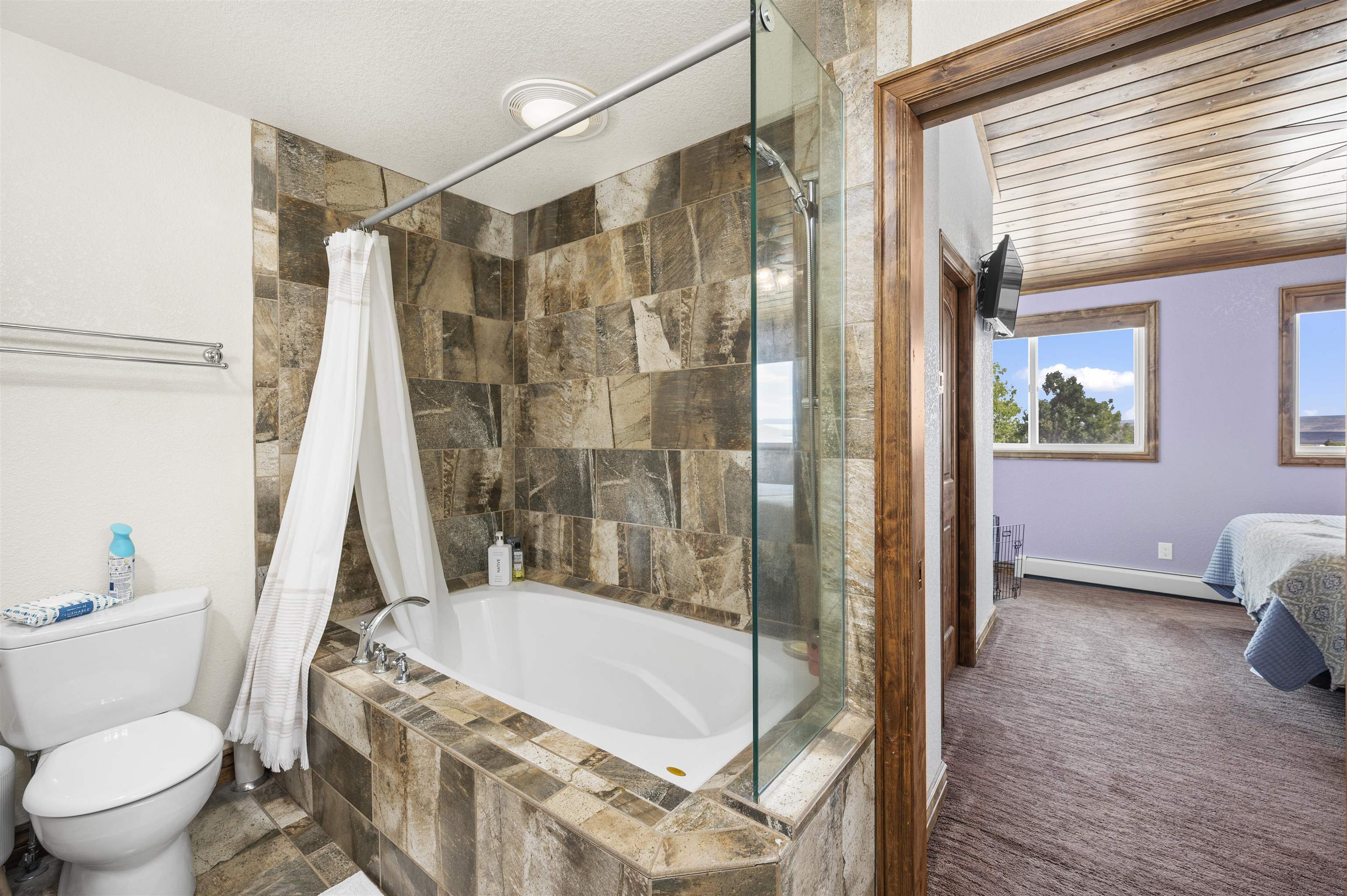 6800 Reeder Mesa Road Whitewater, CO 81527 - Photo 26 of 38 a bathroom with a granite countertop bathtub sink and toilet