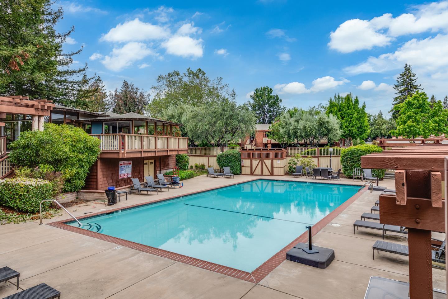 500 West Middlefield Road, Unit 101 Mountain View, CA 94043 - Photo 33 of 37 an aerial view of a house with swimming pool garden and patio