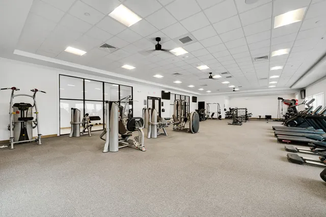 a view of a room with gym equipment