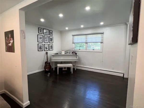a workspace with wooden floor