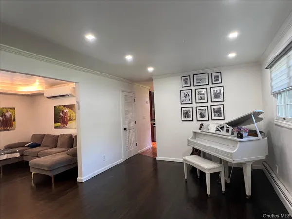 a workspace with furniture and window